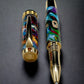 Gold Rollerball Pen, Artisan Handcrafted Writing Instrument. Handmade with Custom Hardware in Colorado. One of a Kind. “Color Explosion” - HighlanderPen