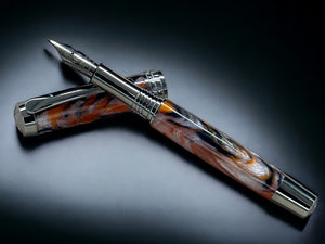 Bengal Tiger, One of a Kind Black Titanium Handmade Fountain Pen. Artisan Rare & Completely Custom, Handcrafted in Colorado, USA. - HighlanderPen