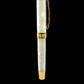 Gold “Pearly Opal” Handcrafted Rollerball Pen, One of a Kind, Handmade in CO. Ink, Velvet Sleeve, and Pen Box Included. By Highlander Pen. [ML-RB-1217-02]