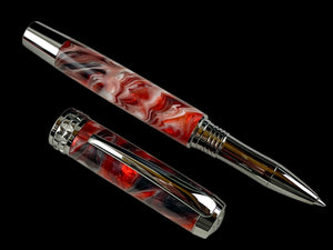 Black Titanium “Up in Smoke” Handmade Rollerball Pen. One of a Kind. Handcrafted in CO. Ink, Box & Sleeve Included, by Highlander Pen. [ML-RB-1201-01]