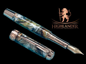 Striking “Molten Metals” Acrylic Rose Gold Fountain Pen, One of a Kind, Handmade in Colorado. Ink, Converter, Pen Sleeve & Box Included. - HighlanderPen