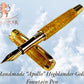 Apollo | Gold Resin Fountain Pen | Polished 24k Gold Trim | Handcrafted by Highlander