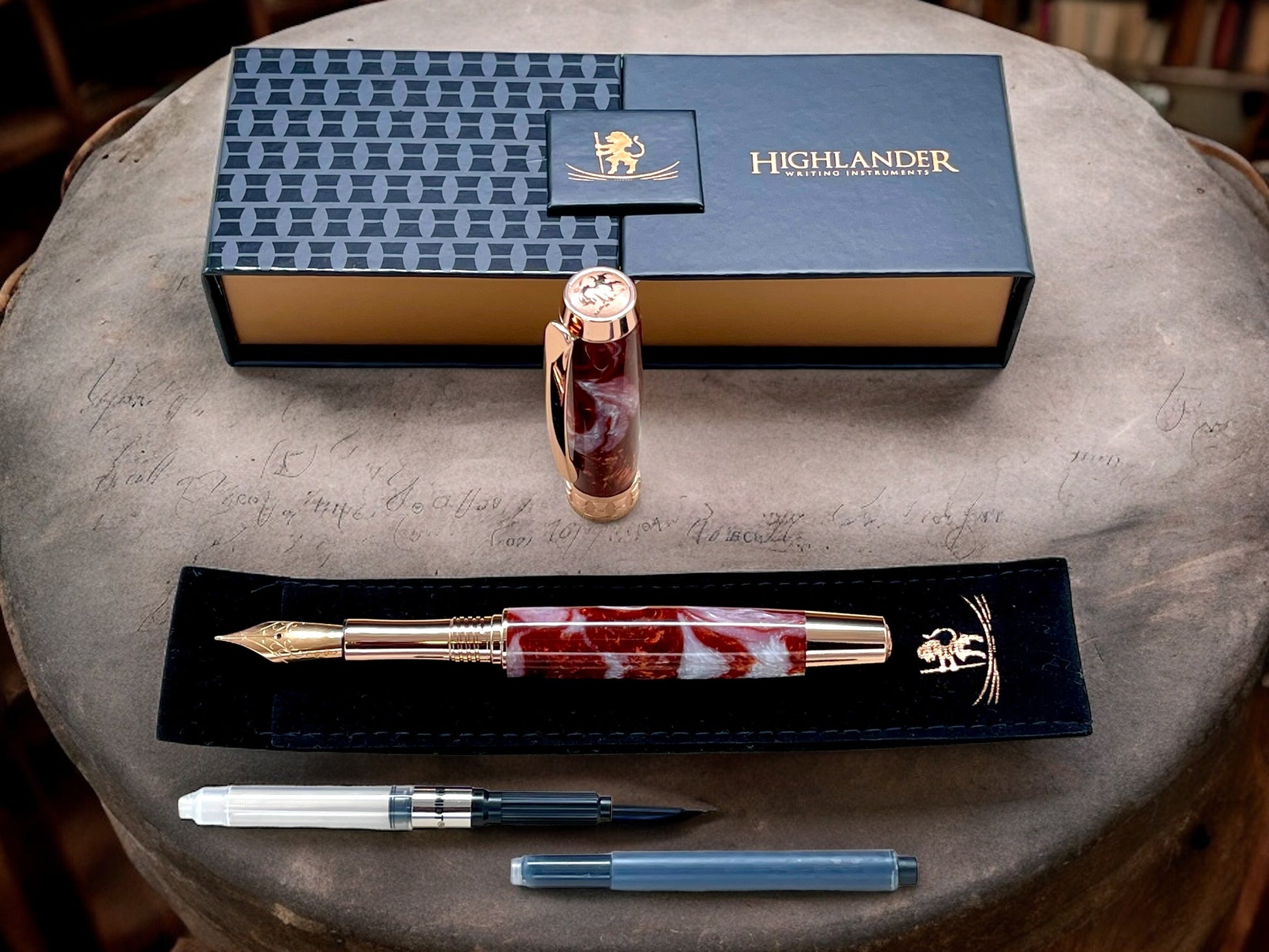 Whimsical “Rootbeer Float” Rose Gold Fountain Pen, Artisan Handcrafted Writing Instrument. Simple to Use. Handmade in CO USA. One of a Kind - HighlanderPen