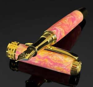 Flameheart | One-of-a-Kind Gold Fountain Pen | Handcrafted by Highlander in Colorado
