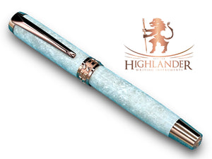 Elegant “Bling” Rose Gold Acrylic Rollerball Pen, Artisan Handcrafted Writing Instrument. One of a Kind, Box, Sleeve, & Ink Included. - HighlanderPen