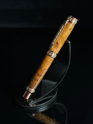Exotic Thuya Burl Wood Red Gold Fountain Pen | Handcrafted In Colorado
