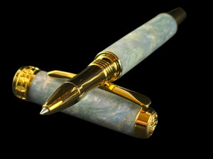Sapphire Opal | Gold Rollerball Pen | Handcrafted by Highlander