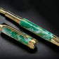 “Emerald Swirl”, One of a Kind, Handmade Custom Gold “SKYE” Fountain Pen. Artisan Rare & Unique, Completely Handcrafted  in Colorado, USA - HighlanderPen