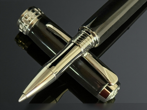 Highlander “Signature Black Onyx” | Black Titanium Rollerball Pen | Handcrafted Black Resin