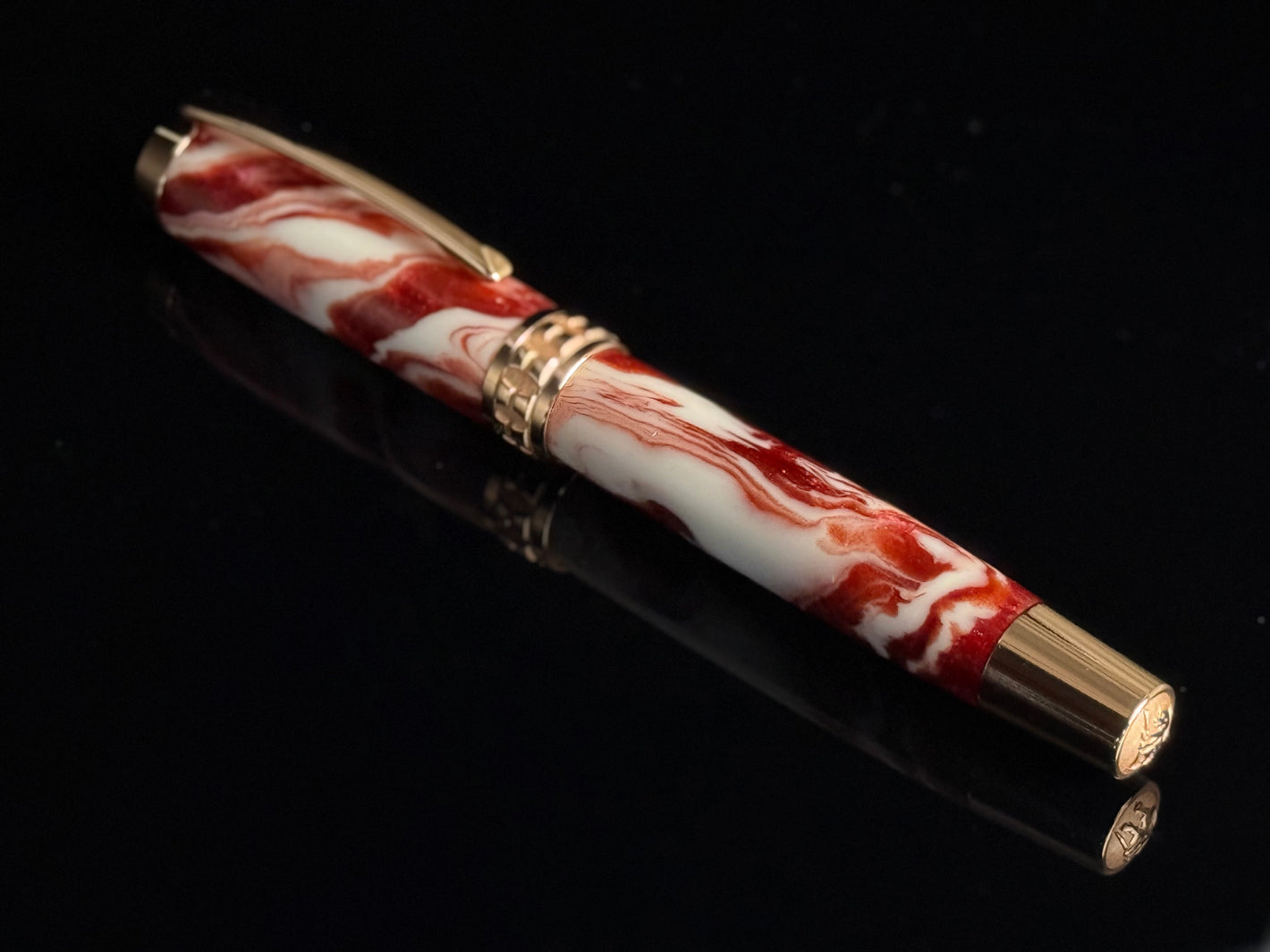 “Emporer’s Ember” | Red Gold Fountain Pen – Handmade Luxury Pen | Highlander Collection