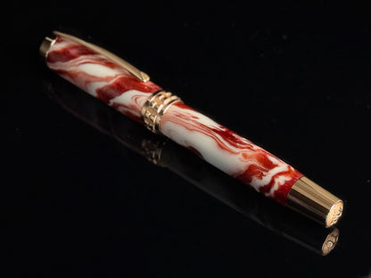 “Emporer’s Ember” | Red Gold Fountain Pen – Handmade Luxury Pen | Highlander Collection