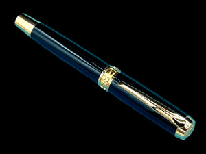 Exotic Gaboon Ebony Wood~Highlander Handmade Gold Rollerball Pen, One of a Kind, Handcrafted in CO. Ink, Velvet Sleeve, and Pen Box Included. (ML-RB-0926-02) - HighlanderPen