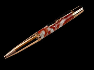 Rose Gold "Peppermint" Handmade Glasgow Ballpoint Pen. One of a Kind, Handcrafted by Highlander Pen in CO. Box, Ink, & Sleeve Included. [ML-BP-1202-01]