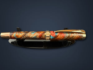 Red Gold “Dragon Skin” Handcrafted Highlander Fountain Pen - A Striking Gift for Pen Enthusiasts
