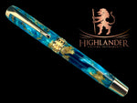 Highlander~Handmade Gold Rollerball Pen, One of a Kind Writing Instrument, Handcrafted in Colorado. Ink, Velvet Sleeve, and Box Included. ML-RB-0925-01 - HighlanderPen