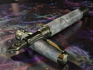 Mystic Opal| Black Titanium Fountain Pen | Handcrafted by Highlander