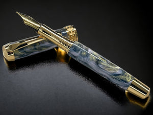 Lavender Swirl, One of a Kind, Handmade Custom Gold “SKYE” Fountain Pen. Artisan Rare & Unique, Completely Handcrafted  in Colorado, USA - HighlanderPen