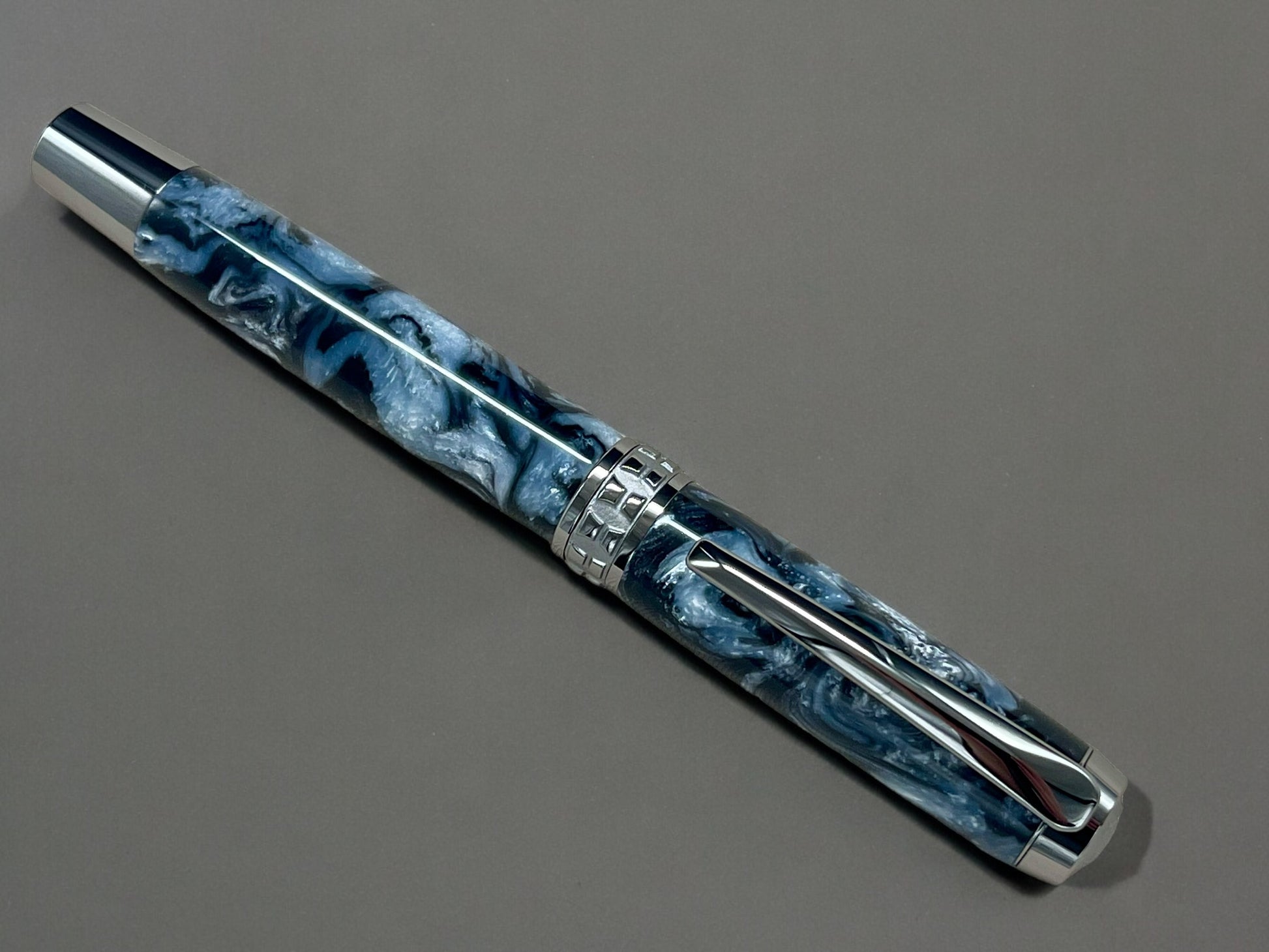 “Black And Pearl” Black Titanium Rollerball Pen, Artisan Handcrafted Writing Instrument. Handmade with Custom Hardware in CO. One of a Kind. - HighlanderPen