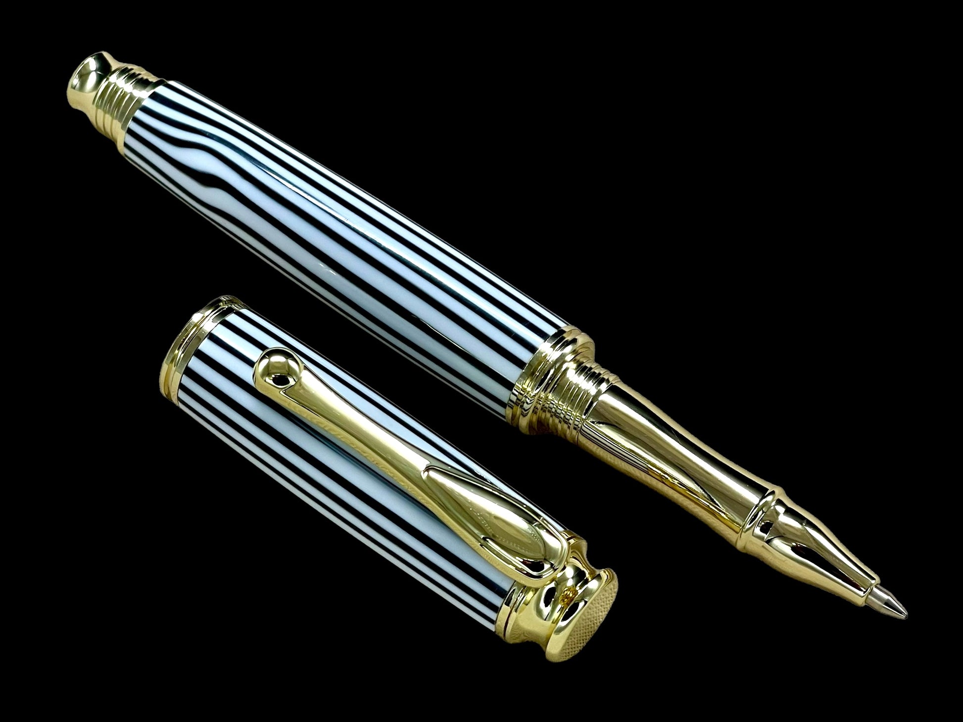 “Striking Stripes” Handmade Luxury Gold Rollerball Pen By Highlander Writing Instruments - HighlanderPen