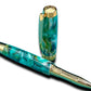 Elegant “Teal Swirl” Handcrafted Gold Rollerball Pen, One of a Kind, Handmade in Colorado. Ink, Velvet Sleeve, and Pen Box Included. - HighlanderPen