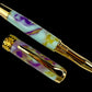 Gold “Purple Jade” Handmade Rollerball Pen, One of a Kind, Handcrafted in CO. Ink, Velvet Sleeve, and Pen Box Included, By Highlander Pen. [ML-RB-1201-06]