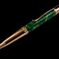 Rose Gold "British Racing Green" Handmade Glasgow Ballpoint Pen. One of a Kind, Handcrafted by Highlander Pen. Box, Ink, & Sleeve Included. [ML-BP-1123-07]