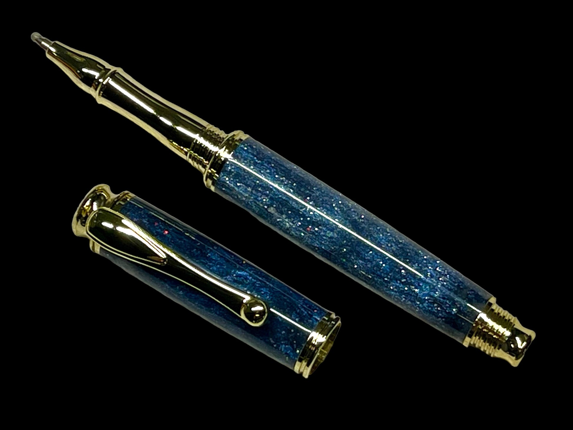 New Elegant Night Sky, Handmade Luxury Gold Rollerball Pen By Highlander Writing Instruments - HighlanderPen