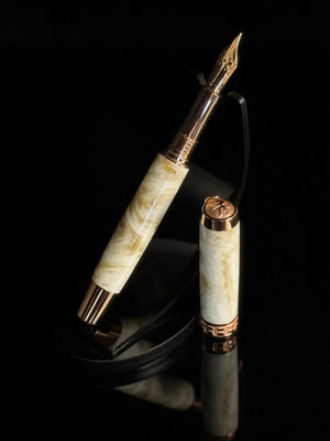 Solstice Pearl – Red Gold Fountain Pen | Handmade by Highlander