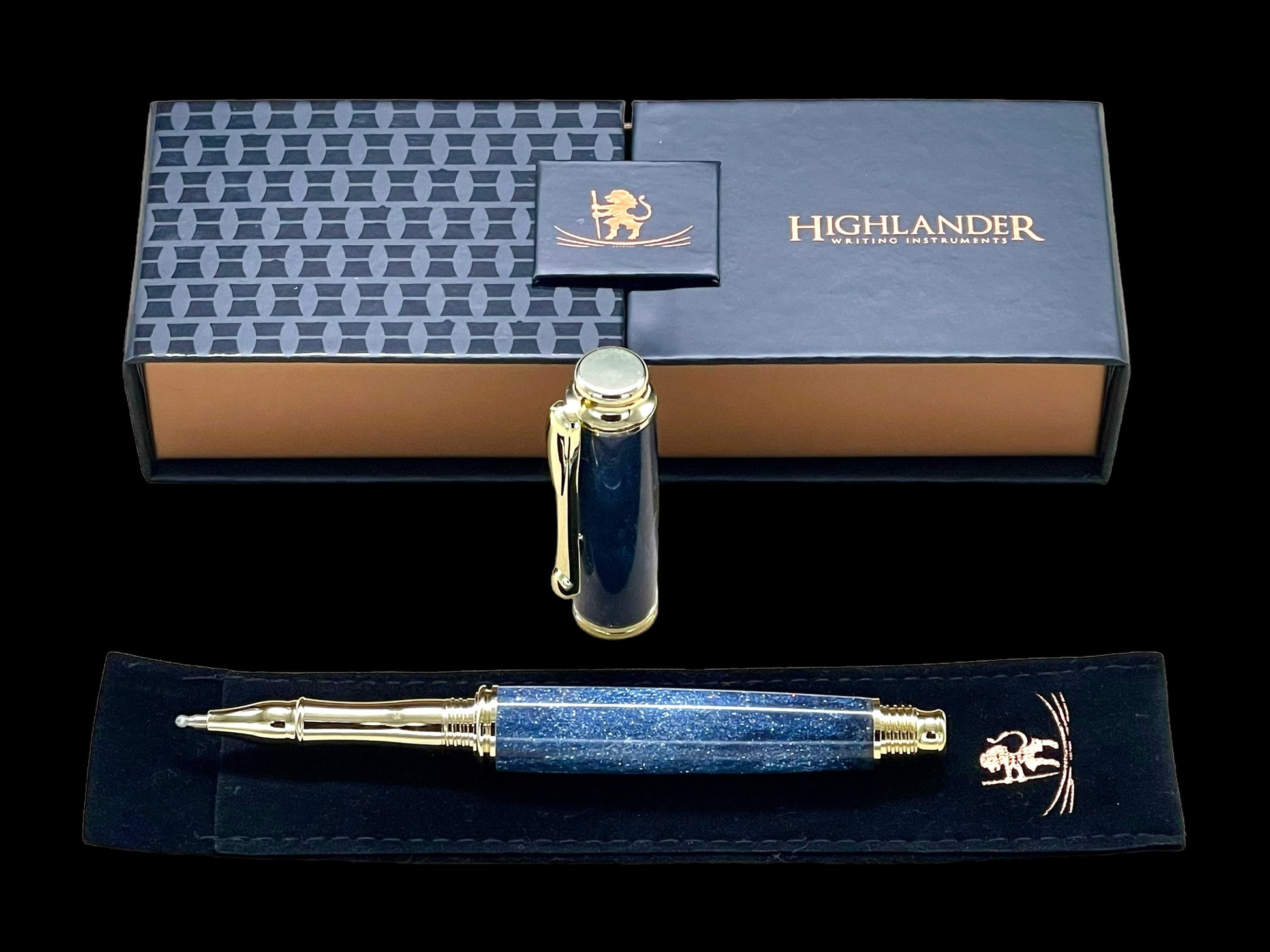 New Elegant Night Sky, Handmade Luxury Gold Rollerball Pen By Highlander Writing Instruments - HighlanderPen