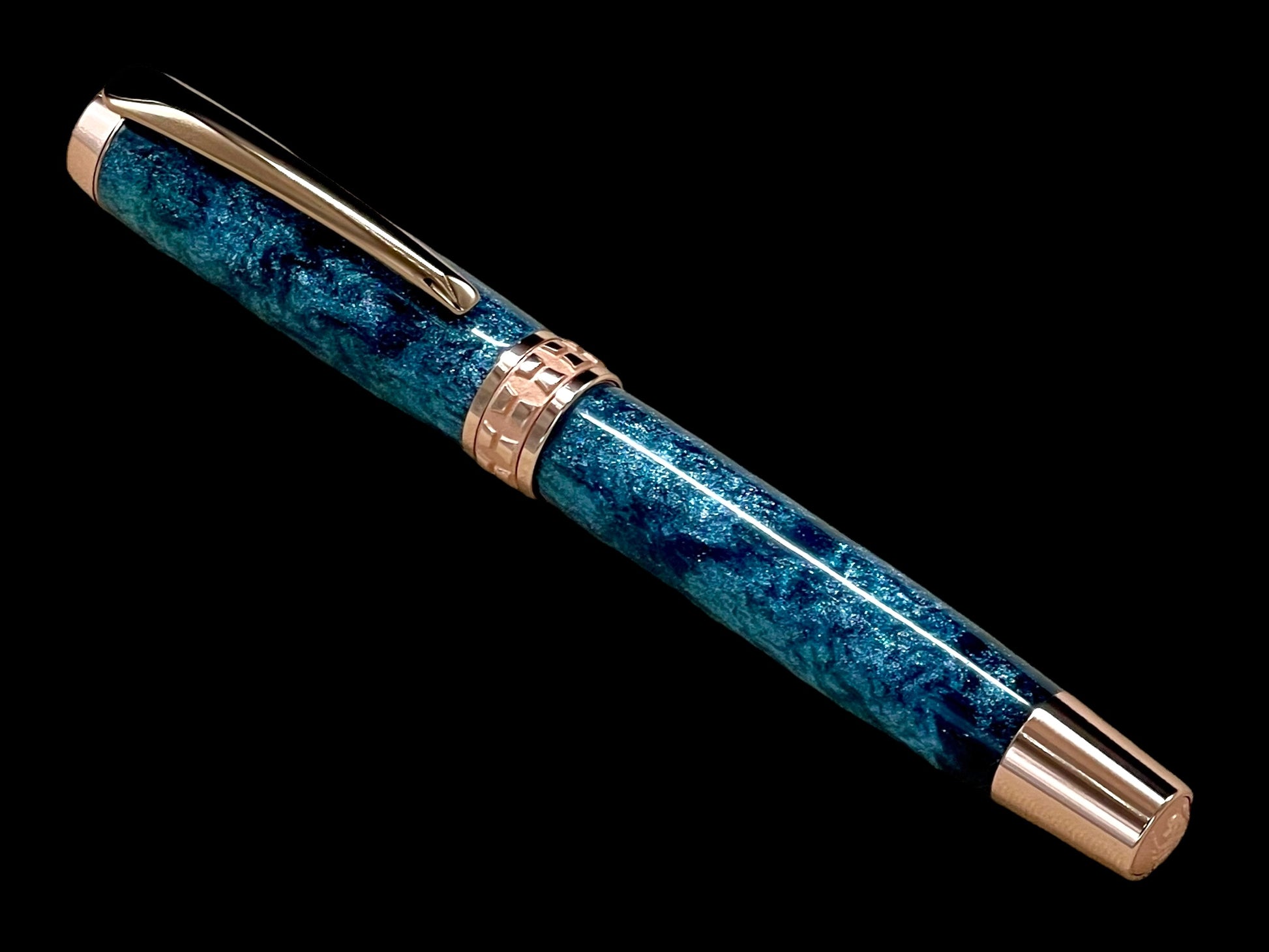 Handcrafted Luxury Rose Gold Fountain Pen, One of a Kind, Handmade in Colorado with Premium Hardware. Ink, Converter, Sleeve & Box Included. - HighlanderPen