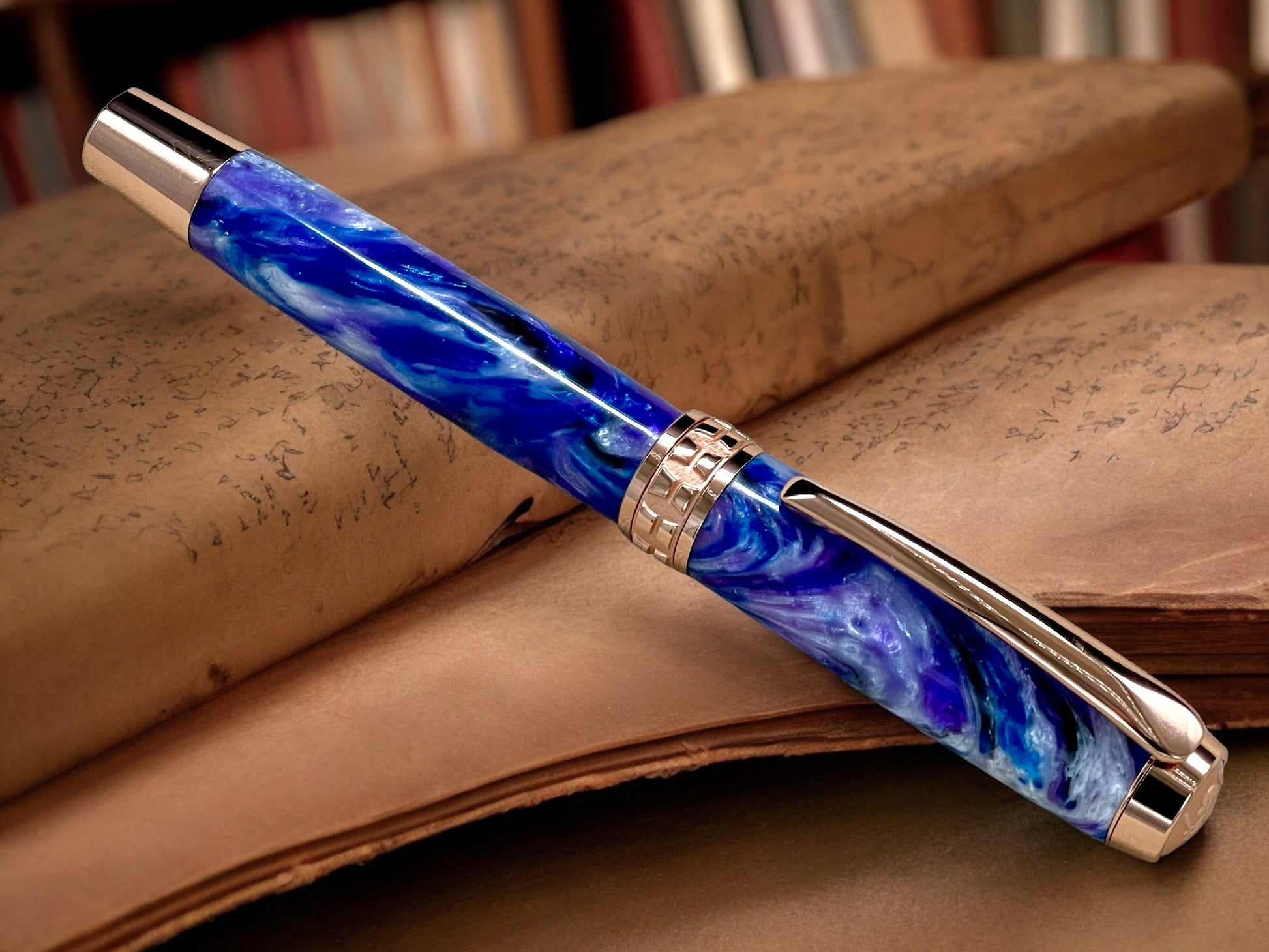 Elegant “Purple Rain”, Rose Gold Acrylic Rollerball Pen, Artisan Handcrafted Writing Instrument. Handmade Custom in Colorado. One of a Kind. - HighlanderPen