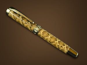 Authentic Diamondback Rattlesnake Handmade Black Titanium Fountain Pen - The Ultimate Gift