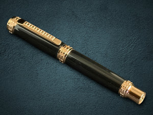 Edinburgh “Signature Black Onyx” | Red Gold Fountain Pen | Handcrafted Black Resin