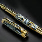 “Striking Swirl” Gold Fountain Pen, Artisan Handcrafted Writing Instrument. Simple to Use. Handmade with Custom Hardware in CO, One of a Kind. - HighlanderPen