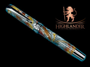 Striking “Molten Metals” Black Titanium Acrylic Rollerball Pen, Handcrafted Writing Instrument. Handmade in CO. With Ink, Sleeve, & Box. - HighlanderPen