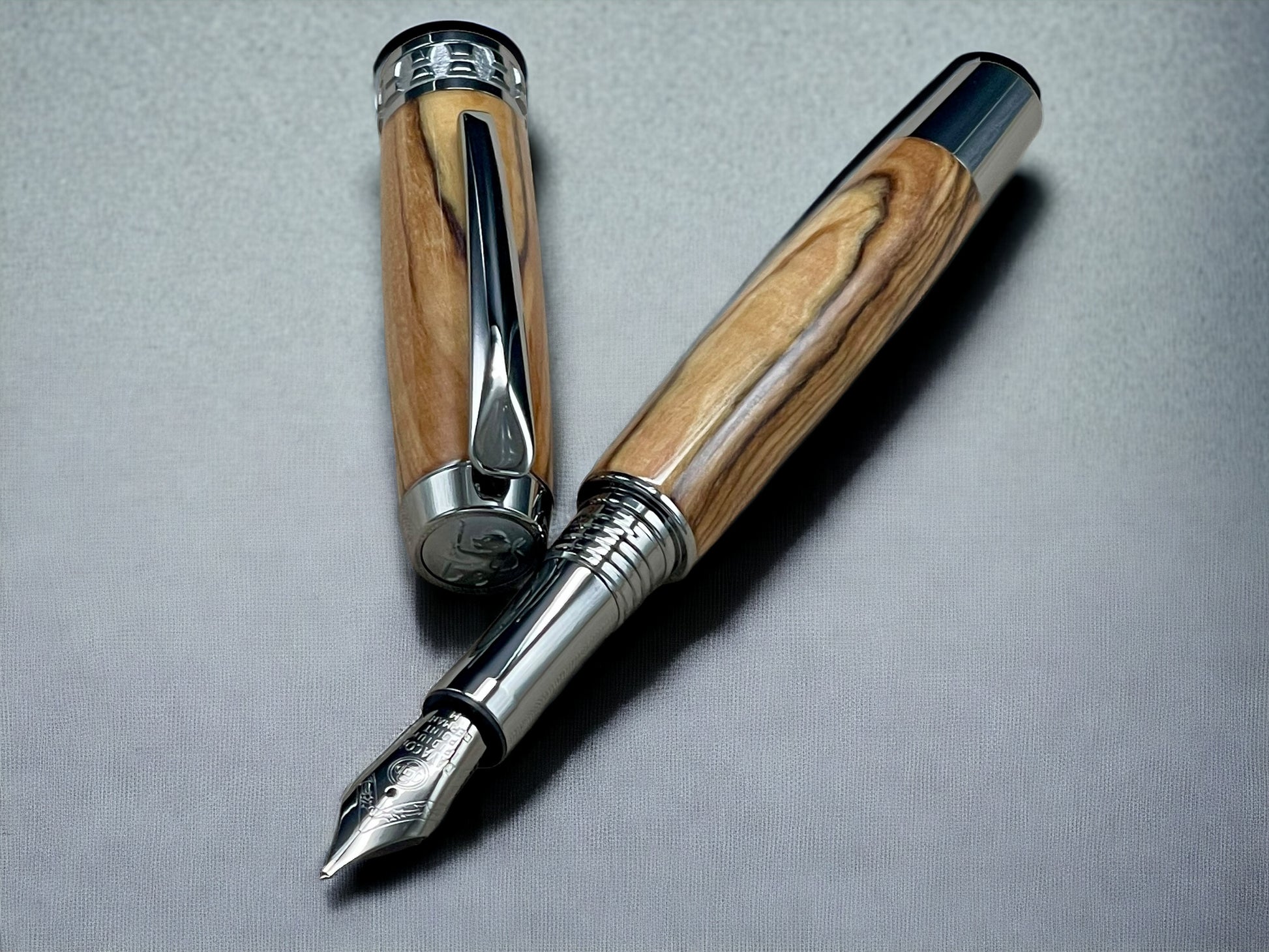 Bethlehem Olivewood, One of a Kind, Highlander "SKYE" Black Titanium Handmade Fountain Pen, Custom, Artisan Rare & Unique Handcrafted in CO. - HighlanderPen