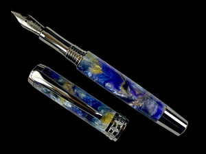 Black Titanium Elegant Handmade Fountain Pen, One of a Kind Handcrafted in CO. Ink, Converter, Box & Sleeve Included. By Highlander Pen. [ML-FP-1209-02]