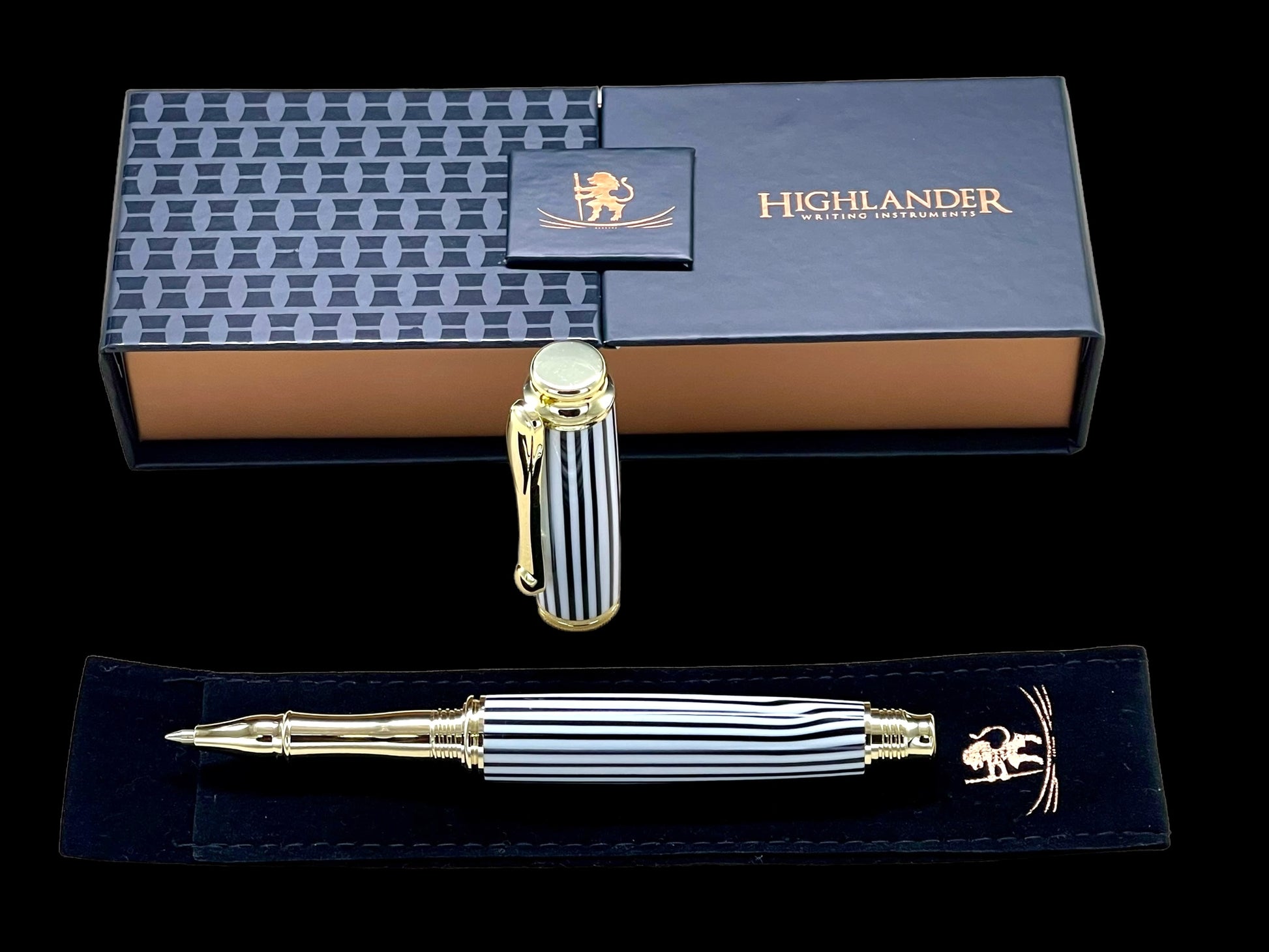 “Striking Stripes” Handmade Luxury Gold Rollerball Pen By Highlander Writing Instruments - HighlanderPen