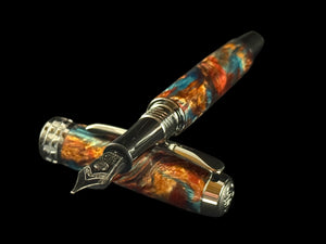 Dragon Skin | Black Titanium Fountain Pen | Handcrafted by Highlander