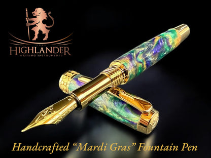 “Mardi Gras" Gold Fountain Pen