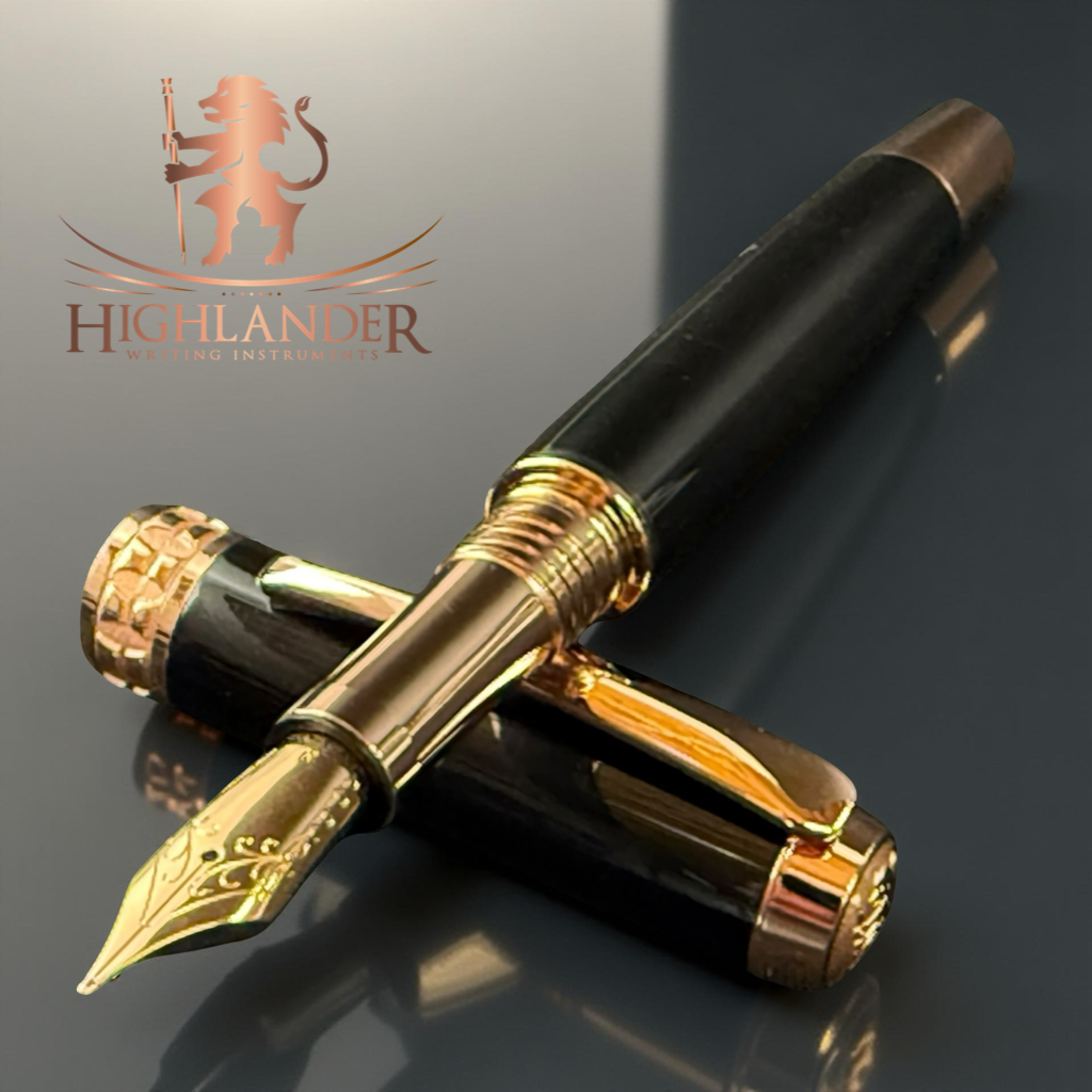 Highlander “Signature Black Onyx” | Red Gold Fountain Pen