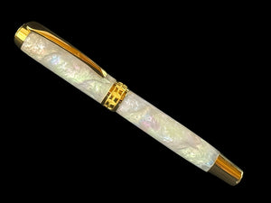 Handcrafted "Black Opal" Gold Fountain Pen by Highlander.  Perfect For Collectors and Writing Enthusiasts