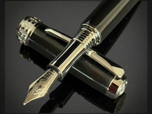Highlander “Signature Black Onyx” | Black Titanium Fountain Pen | Handcrafted Black Resin