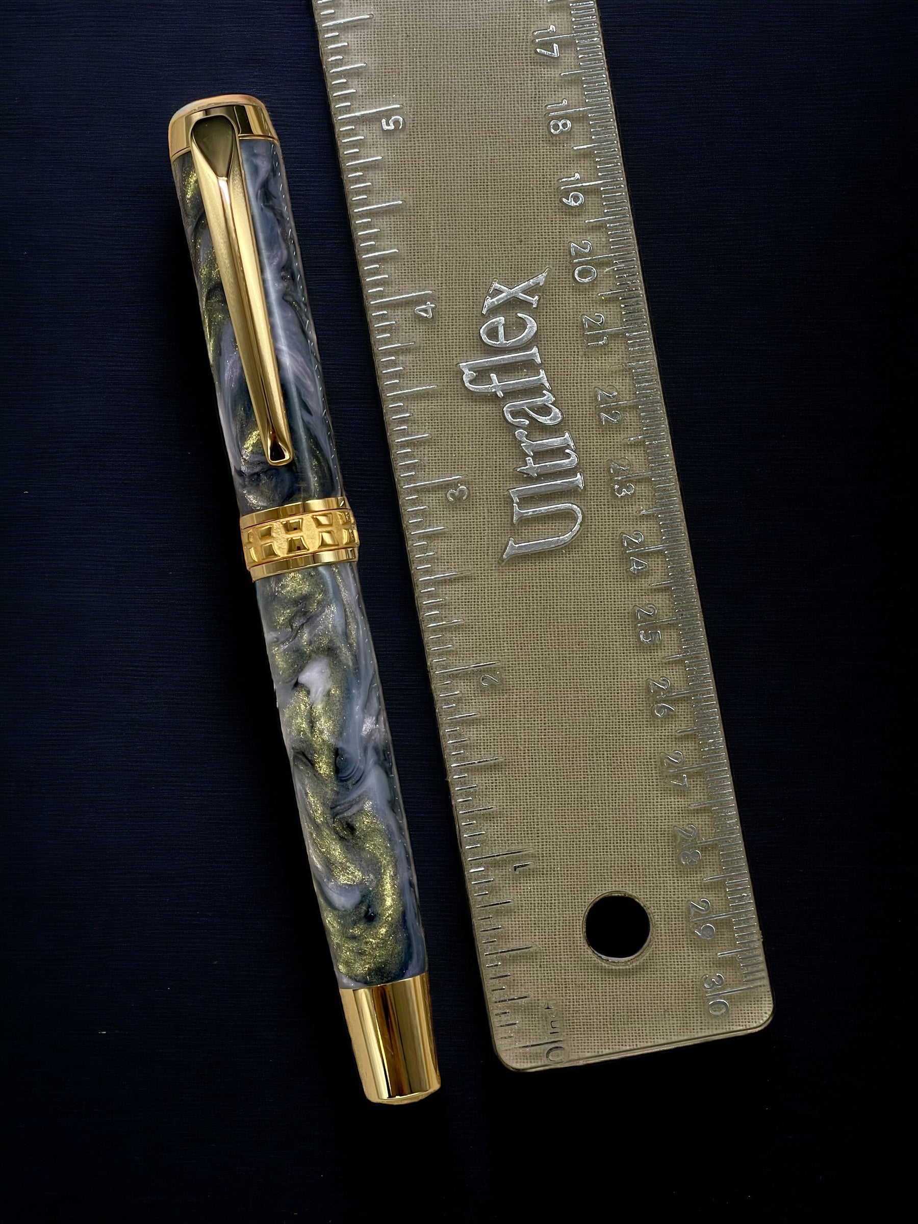 Lavender Swirl, One of a Kind, Handmade Custom Gold “SKYE” Fountain Pen. Artisan Rare & Unique, Completely Handcrafted  in Colorado, USA - HighlanderPen