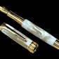 Gold Handmade Fountain Pen, Luxury, Acrylic, One of a Kind, Handcrafted in CO. Ink, Converter, Sleeve, & Box Included. By Highlander Pen. [ML-FP-1012-01]