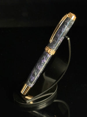 “Galactic Purple Haze” Red Gold Rollerball Pen