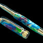 Striking “Color Swirls” Handcrafted Gold Rollerball Pen, One of a Kind, Handmade in Colorado. Ink, Velvet Sleeve, and Pen Box Included. - HighlanderPen