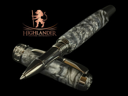 Smoky Quartz | Black Titanium Rollerball Pen - Memorable Handmade Gift