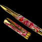 Gold “Tickled Pink” Handmade Rollerball Pen, One of a Kind, Handcrafted in CO. Ink, Velvet Sleeve, and Pen Box Included, By Highlander Pen. [ML-RB-1201-03]