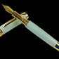 Gold Handmade Fountain Pen, “Jade Acrylic”, One of a Kind. Ink, Converter, Sleeve, & Box Included. Handcrafted in Colorado By Highlander Pen. [ML-FP-1114-01]